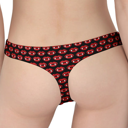 Halloween Vampire Lips Pattern Print Women's Thong