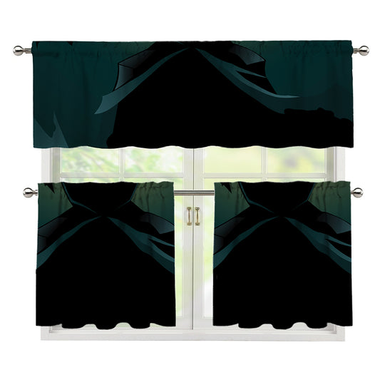 Halloween Vampire Silhouette Print 3 Piece Kitchen Curtains