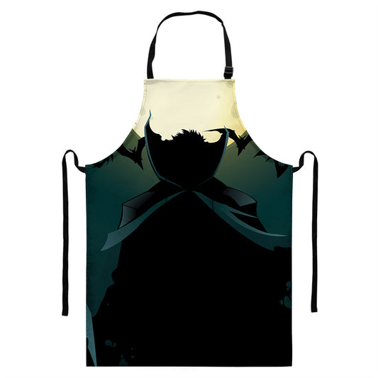 Halloween Vampire Silhouette Print Bib Apron With Pocket