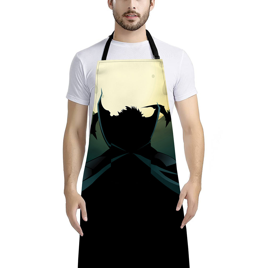 Halloween Vampire Silhouette Print Bib Apron With Pocket