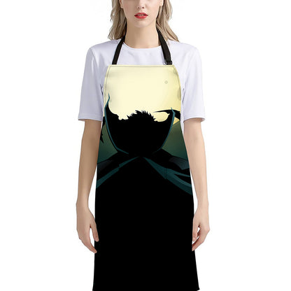 Halloween Vampire Silhouette Print Bib Apron With Pocket