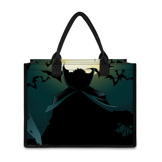 Halloween Vampire Silhouette Print Canvas Tote Bag