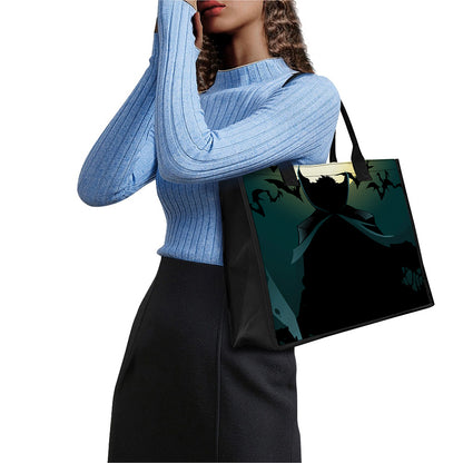 Halloween Vampire Silhouette Print Canvas Tote Bag