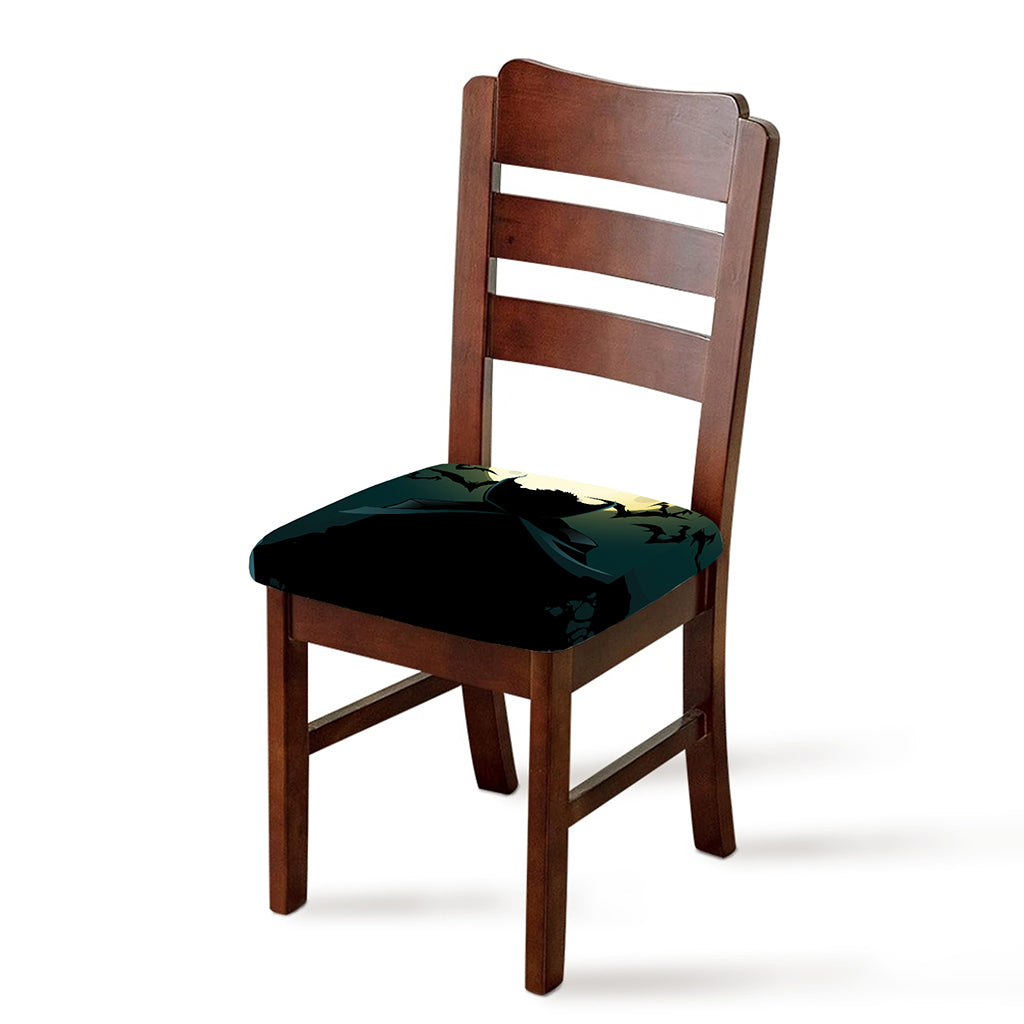 Halloween Vampire Silhouette Print Chair Cushion Cover