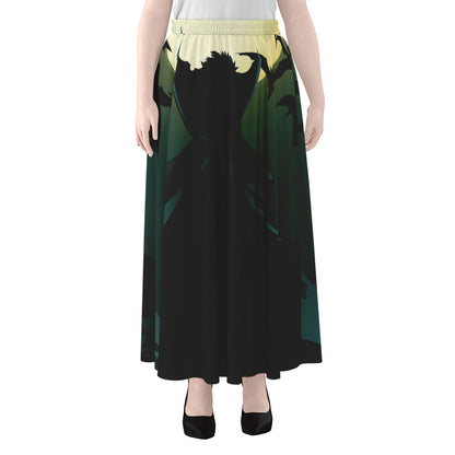 Halloween Vampire Silhouette Print Chiffon Maxi Skirt