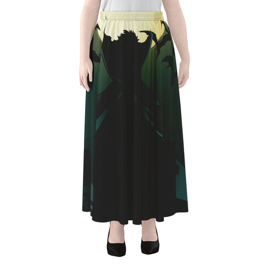 Halloween Vampire Silhouette Print Chiffon Maxi Skirt
