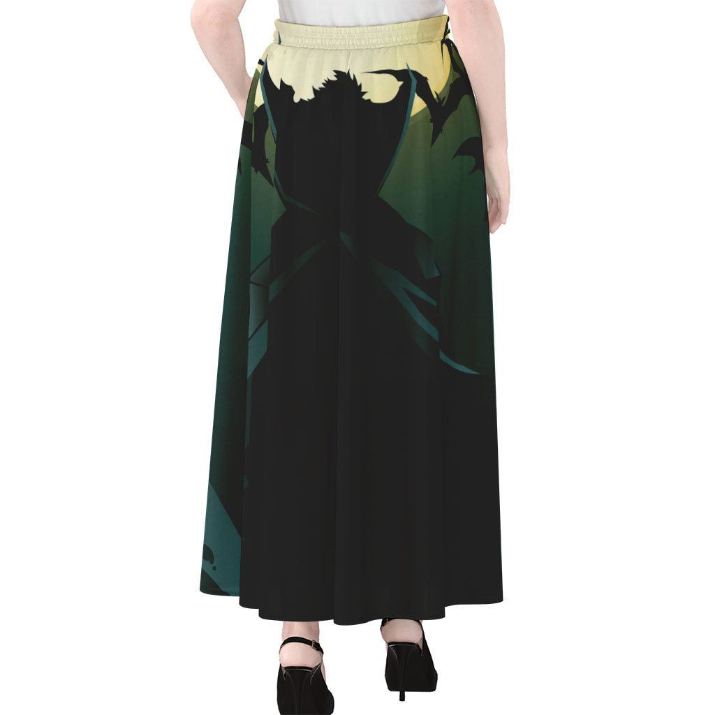 Halloween Vampire Silhouette Print Chiffon Maxi Skirt