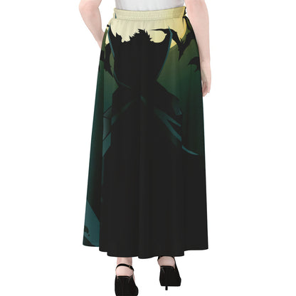 Halloween Vampire Silhouette Print Chiffon Maxi Skirt