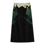 Halloween Vampire Silhouette Print Cotton Front Slit Maxi Skirt