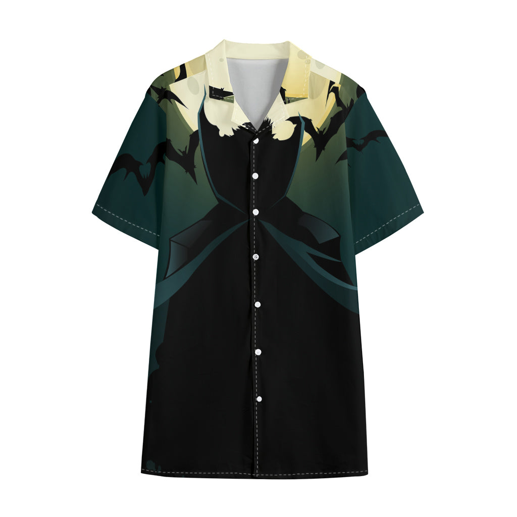 Halloween Vampire Silhouette Print Cotton Hawaiian Shirt