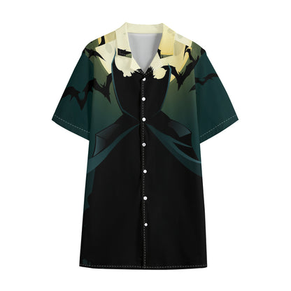 Halloween Vampire Silhouette Print Cotton Hawaiian Shirt