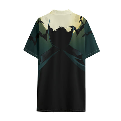 Halloween Vampire Silhouette Print Cotton Hawaiian Shirt