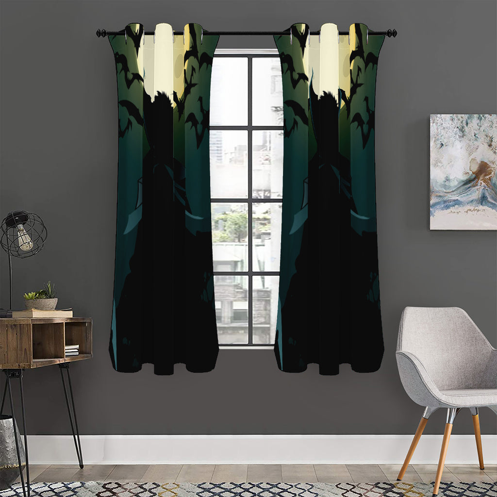 Halloween Vampire Silhouette Print Curtain