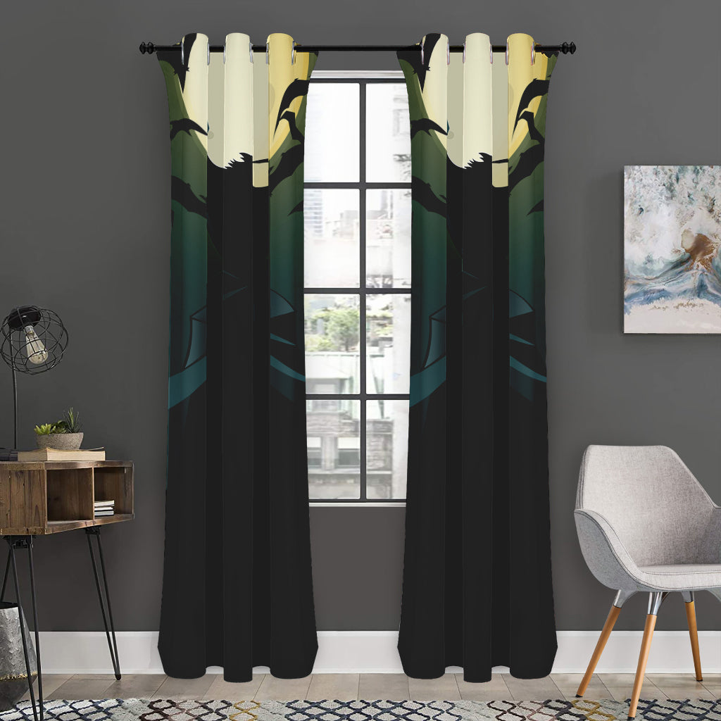 Halloween Vampire Silhouette Print Curtain