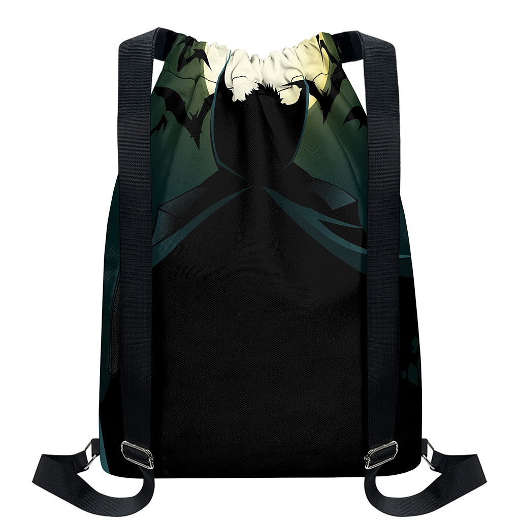 Halloween Vampire Silhouette Print Drawstring Backpack