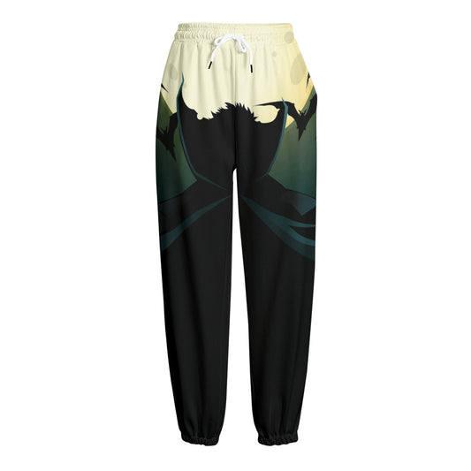 Halloween Vampire Silhouette Print Fleece Lined Knit Pants