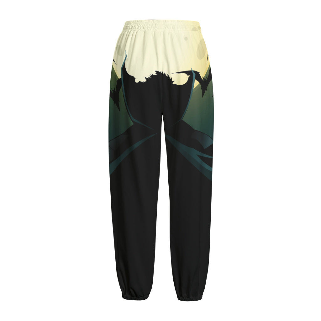 Halloween Vampire Silhouette Print Fleece Lined Knit Pants