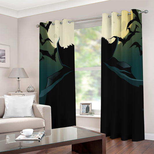 Halloween Vampire Silhouette Print Grommet Curtains