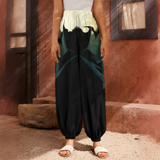 Halloween Vampire Silhouette Print Harem Pants