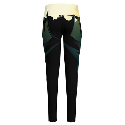 Halloween Vampire Silhouette Print High-Waisted Pocket Leggings