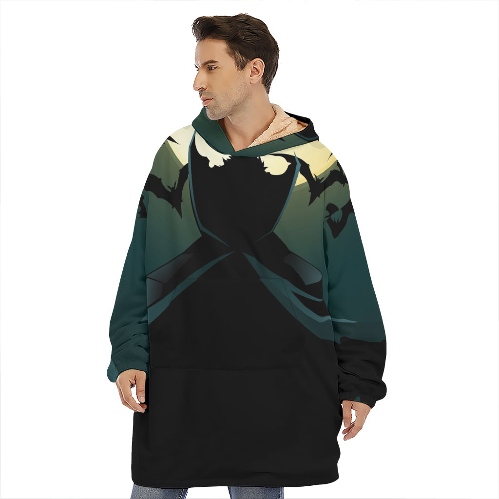 Halloween Vampire Silhouette Print Hoodie Blanket