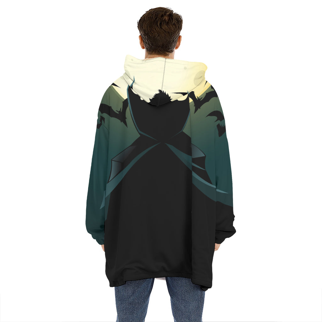 Halloween Vampire Silhouette Print Hoodie Blanket