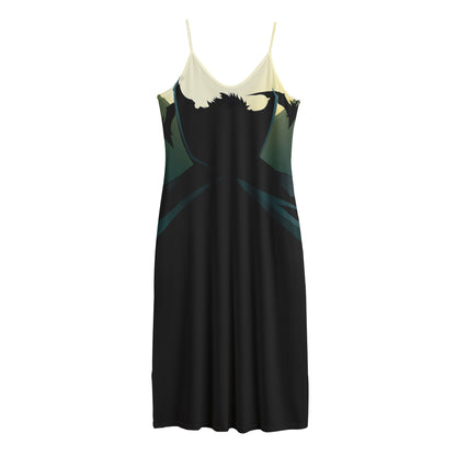 Halloween Vampire Silhouette Print Jersey Midi Cami Dress