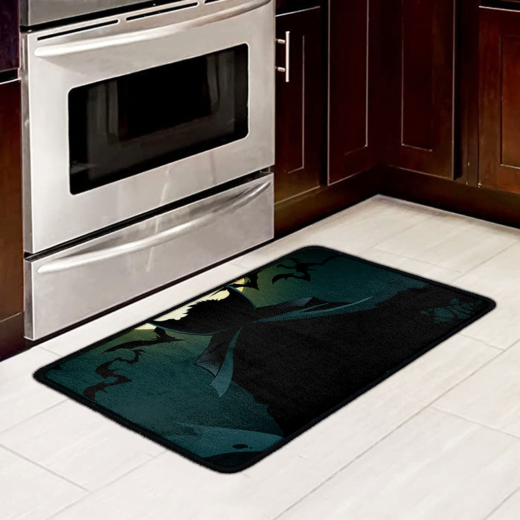 Halloween Vampire Silhouette Print Kitchen Mat
