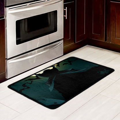 Halloween Vampire Silhouette Print Kitchen Mat