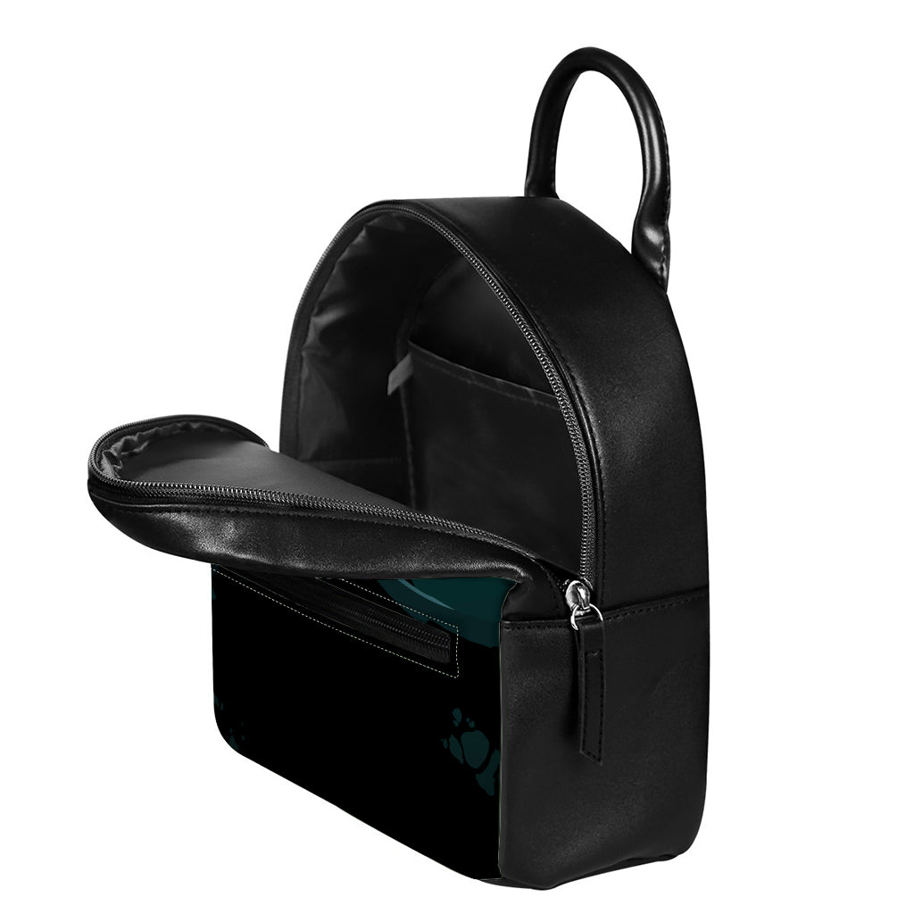 Halloween Vampire Silhouette Print Leather Backpack