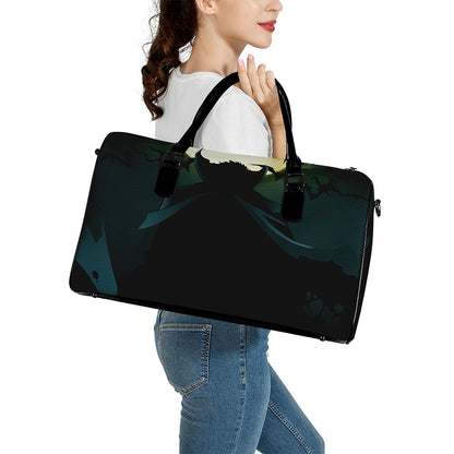Halloween Vampire Silhouette Print Leather Duffle Bag