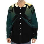 Halloween Vampire Silhouette Print Long Sleeve Baseball Jersey