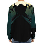 Halloween Vampire Silhouette Print Long Sleeve Baseball Jersey