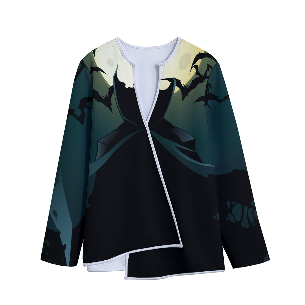 Halloween Vampire Silhouette Print Long Sleeve Short Coat