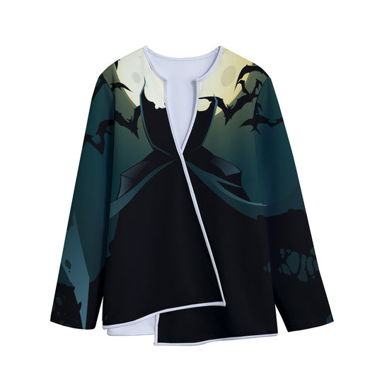 Halloween Vampire Silhouette Print Long Sleeve Short Coat