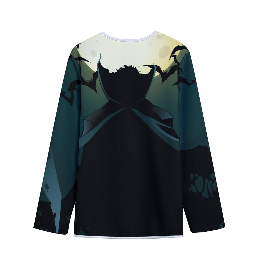 Halloween Vampire Silhouette Print Long Sleeve Short Coat