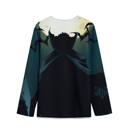 Halloween Vampire Silhouette Print Long Sleeve Short Coat