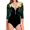 Halloween Vampire Silhouette Print Long Sleeve Swimsuit