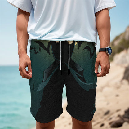 Halloween Vampire Silhouette Print Men's Cargo Shorts