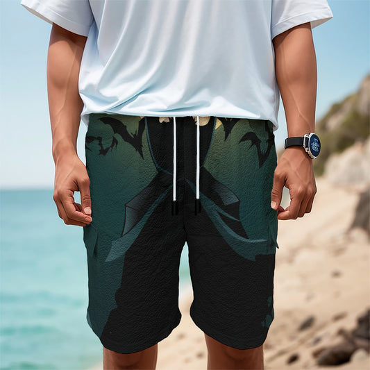Halloween Vampire Silhouette Print Men's Cargo Shorts