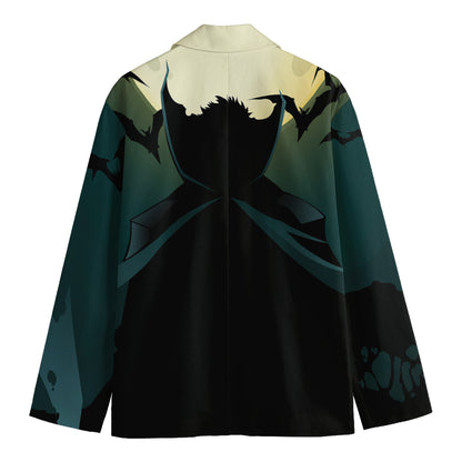 Halloween Vampire Silhouette Print Men's Cotton Blazer