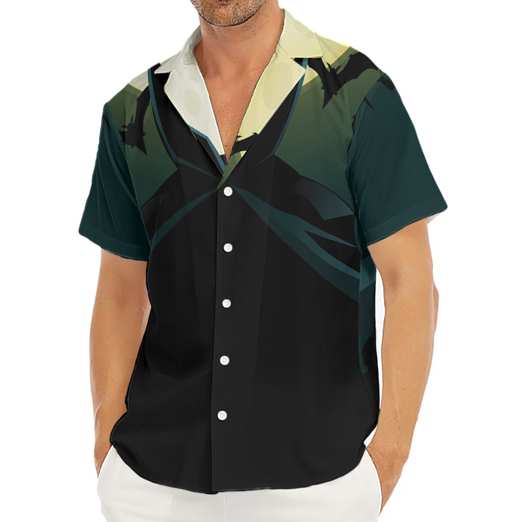 Halloween Vampire Silhouette Print Men's Deep V-Neck Shirt