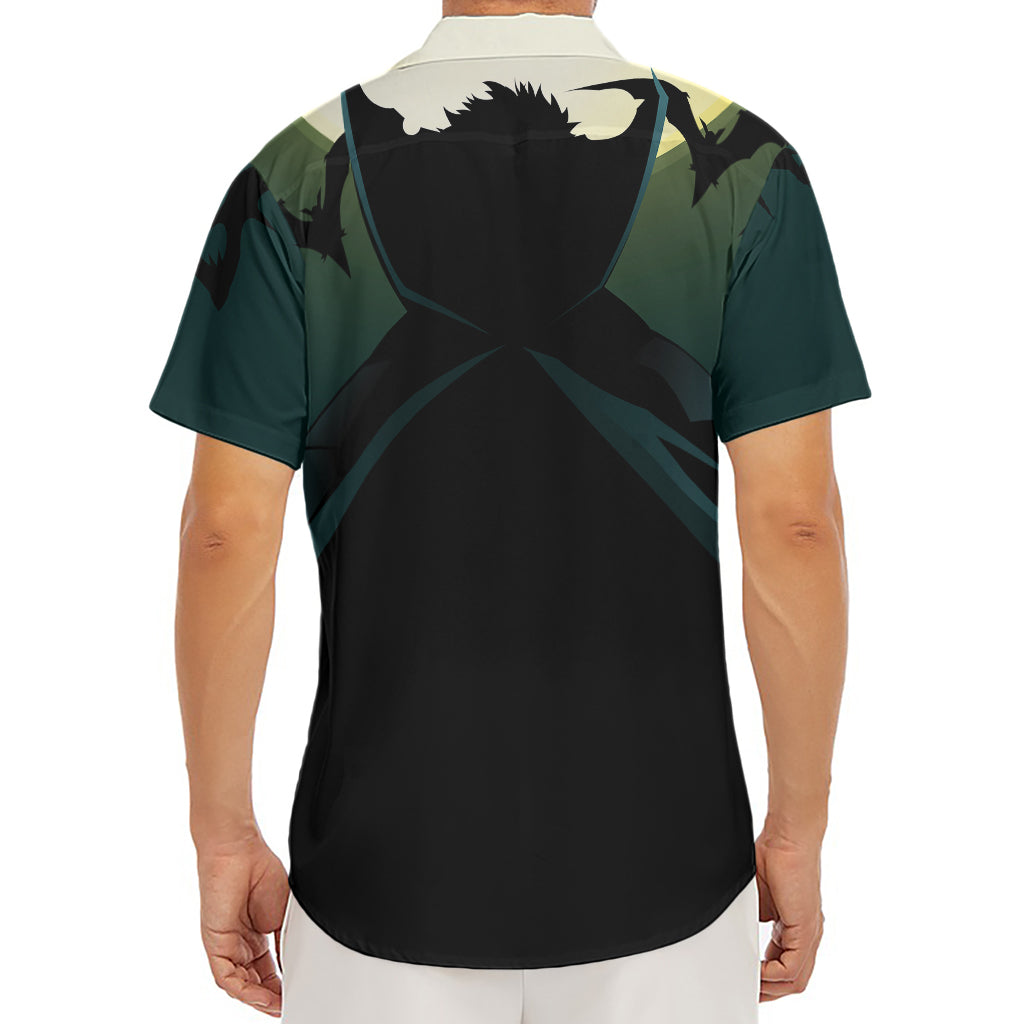 Halloween Vampire Silhouette Print Men's Deep V-Neck Shirt
