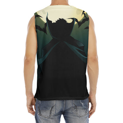 Halloween Vampire Silhouette Print Men's Fitness Tank Top