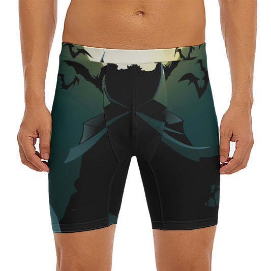 Halloween Vampire Silhouette Print Men's Long Boxer Briefs