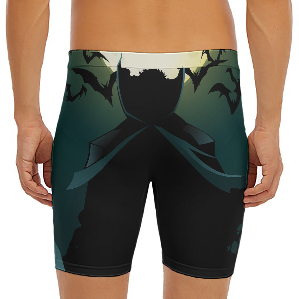 Halloween Vampire Silhouette Print Men's Long Boxer Briefs