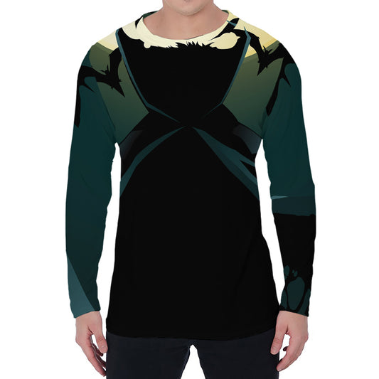Halloween Vampire Silhouette Print Men's Long Sleeve T-Shirt