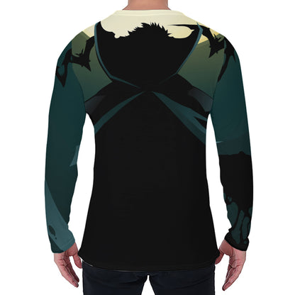 Halloween Vampire Silhouette Print Men's Long Sleeve T-Shirt