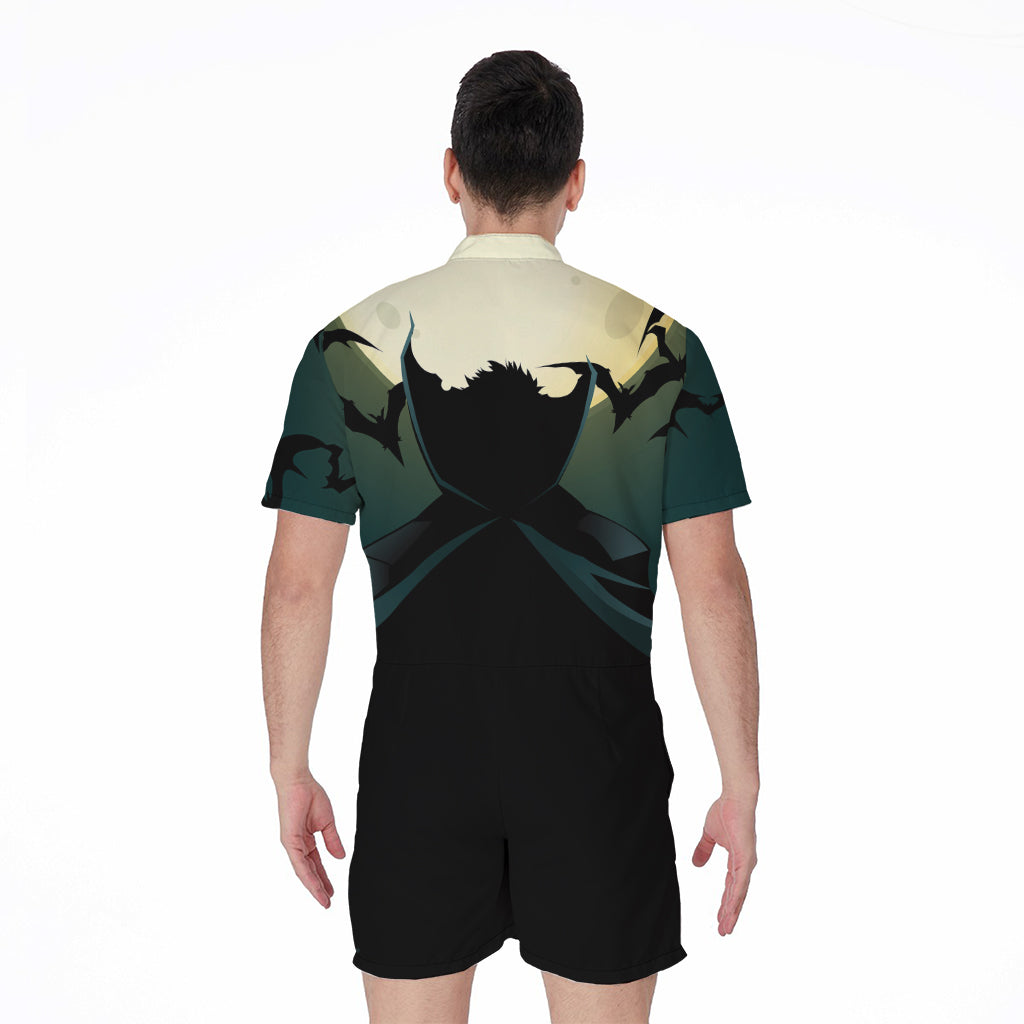Halloween Vampire Silhouette Print Men's Rompers