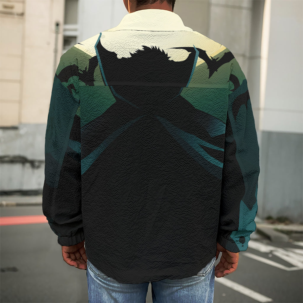 Halloween Vampire Silhouette Print Men's Shirt Jacket